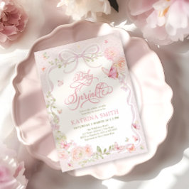 Butterfly Baby Sprinkle Floral Girl Baby Shower Inbjudningar
