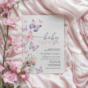 Butterfly Baby Sprinkle Girl-inbjudan Inbjudningar
