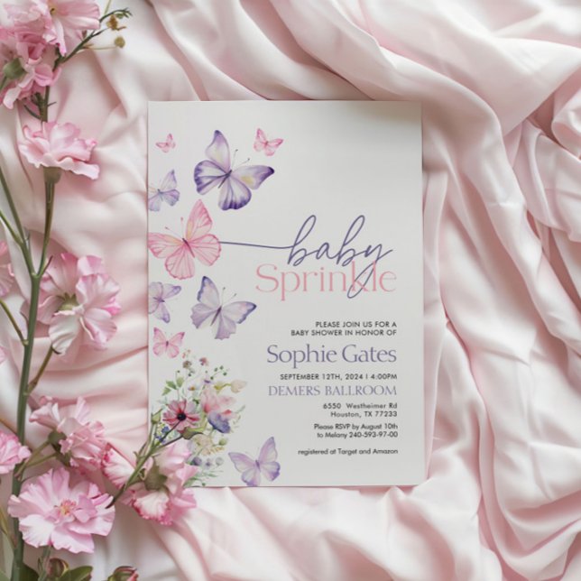 Butterfly Baby Sprinkle Girl-inbjudan Inbjudningar (Skapare uppladdad)