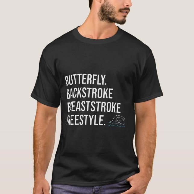 Butterfly Backstroke Freestyle Swimme T Shirt (Framsida)