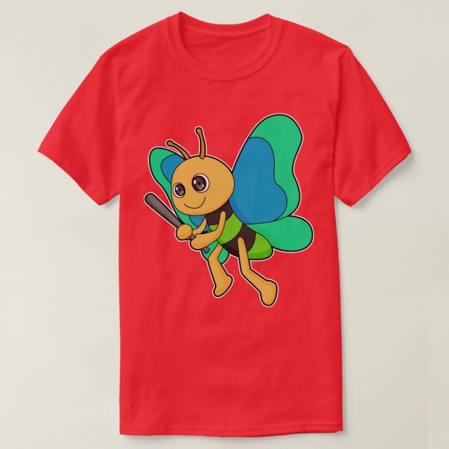 Butterfly Baseball Baseball fladdermus T Shirt (Design framsida)