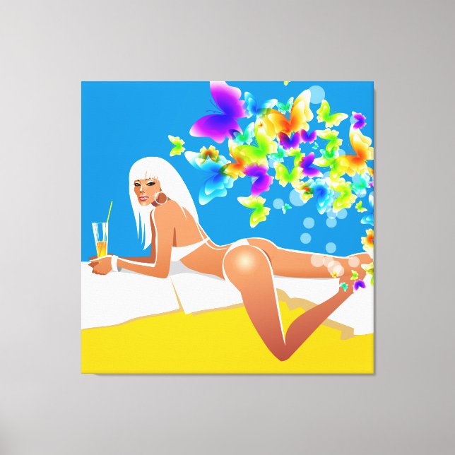 Butterfly Bathing Beauty Wrapped Canvas (Framsida)