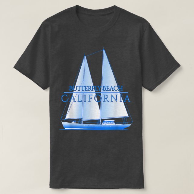 Butterfly Beach Coastal Nautical Sailing Sailor T- T Shirt (Design framsida)