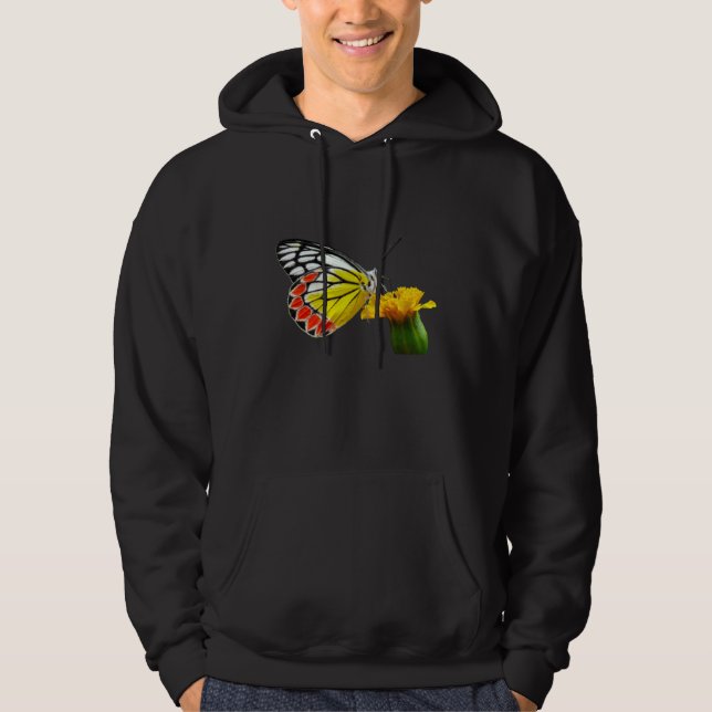 Butterfly  Beautiful Butterfly And Marigold Flower Hoodie (Framsida)