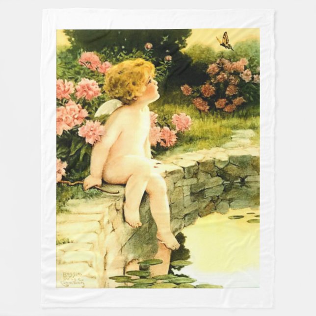 BUTTERFLY Bessie Pease Gutmann Art Fleecefilt (Framsidan)