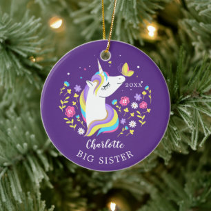 Butterfly Big Sister Unicorn-julprydnad Julgransprydnad Keramik