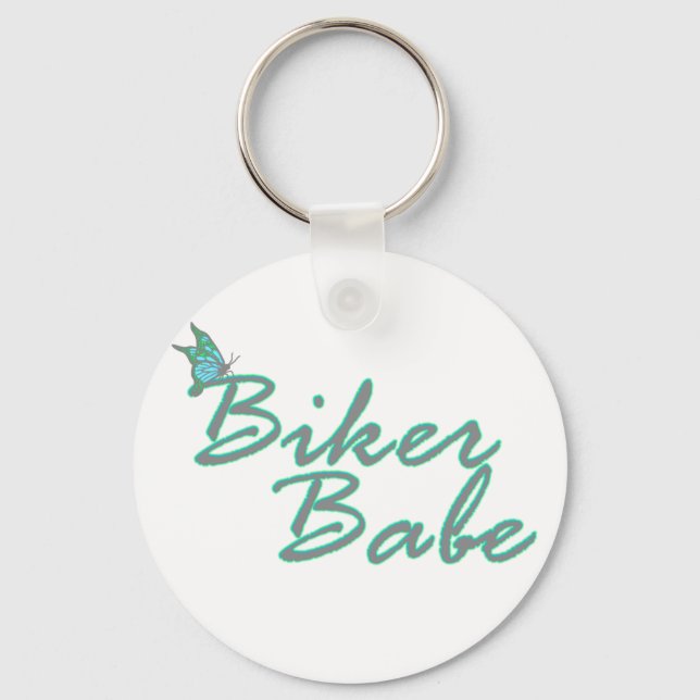 Butterfly Biker Babe Keychain Nyckelring (Framsida)
