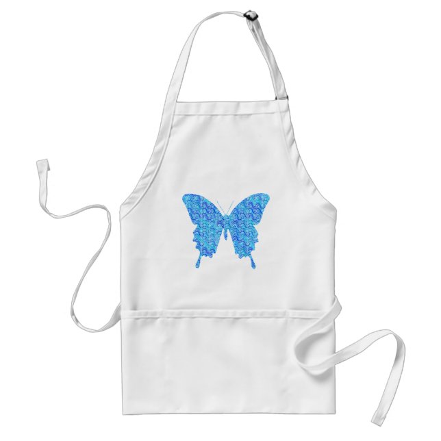 Butterfly-bild, abstrakt mönster, blå nyanser förkläde (Framsidan)