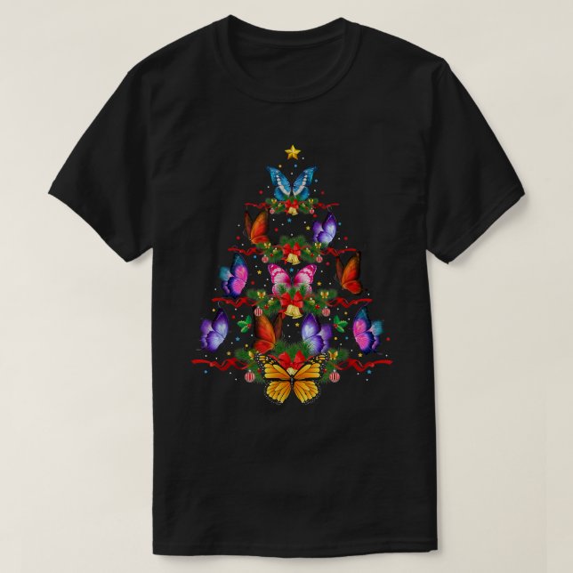 Butterfly Bird Älskare Julafton Gift Butterfly jul T Shirt (Design framsida)