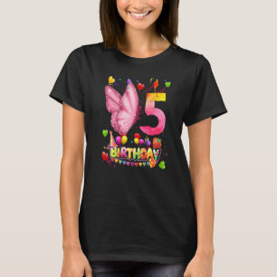 Butterfly Birthday 5 Year Old Kids 5th Butterfly B T Shirt