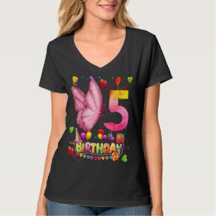 Butterfly Birthday 5 Year Old Kids 5th Butterfly B T Shirt