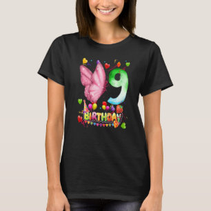 Butterfly Birthday 9 Year Old Kids 9th Butterfly B T Shirt