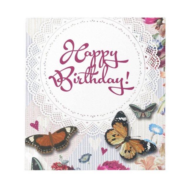 Butterfly Birthday Anteckningsblock (Framsida)