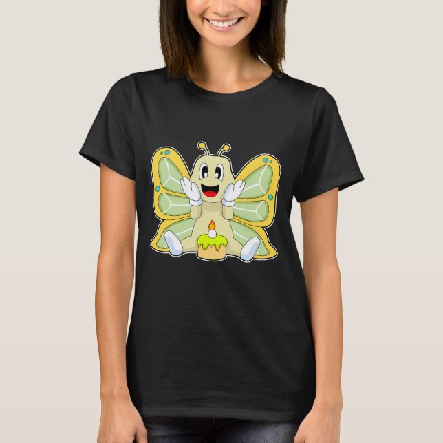 Butterfly Birthday Cake T Shirt (Framsida)