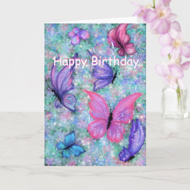 Butterfly Birthday Card-flugor Kort (Orkide)