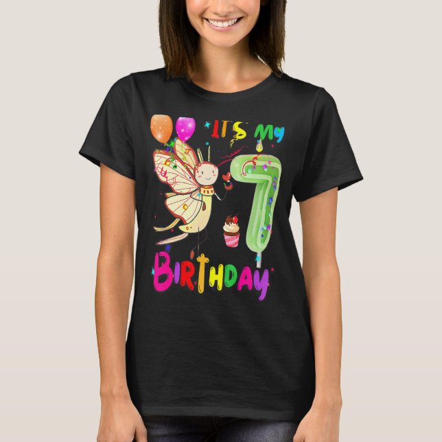 Butterfly Birthday Det är min 7:e-födelsedagsfjäri T Shirt (Framsida)