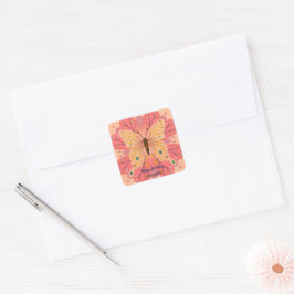 Butterfly Birthday Fyrkantigt Klistermärke