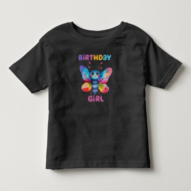Butterfly Birthday Girl T Shirt (Framsida)