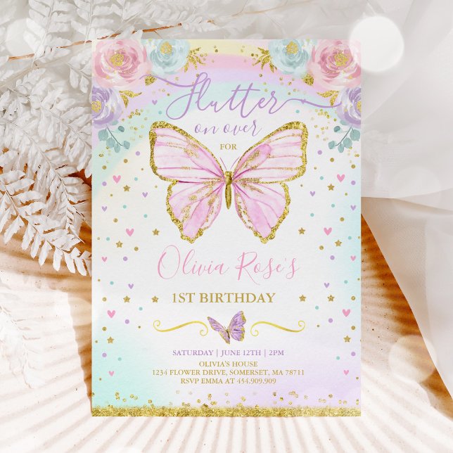 Butterfly Birthday-inbjudan Butterfly Party Inbjudningar (Skapare uppladdad)