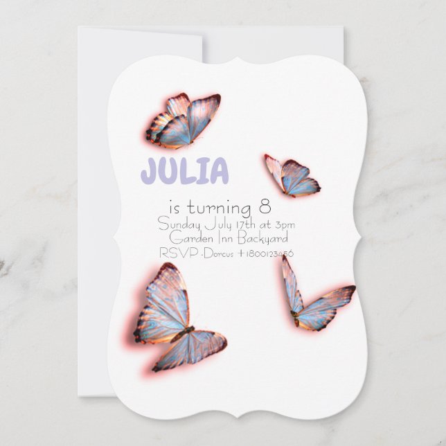 Butterfly Birthday Inbjudningar (Framsida)