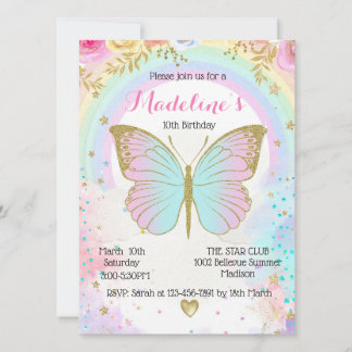 Butterfly Birthday invitation  Inbjudningar
