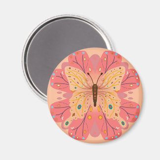 Butterfly Birthday Peach and Pink Magnet