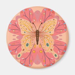 Butterfly Birthday Peach and Pink Magnet