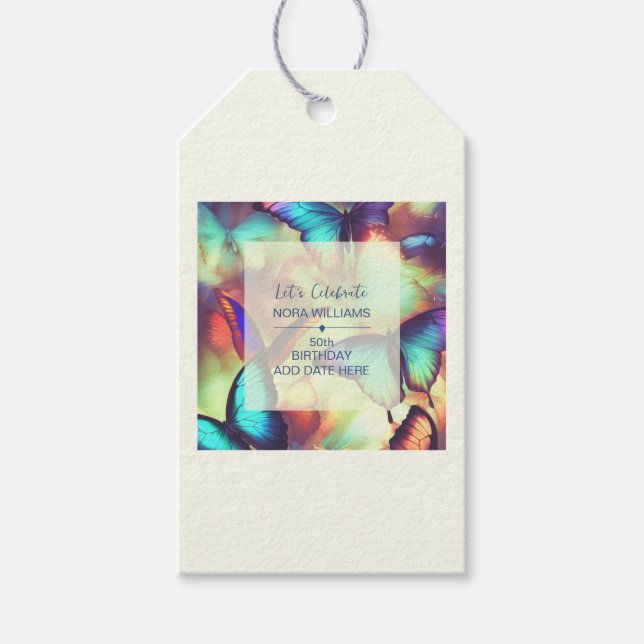 Butterfly Birthday Presentetikett (Framsidan)