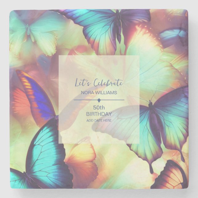 Butterfly Birthday Stenunderlägg (Framsidan)