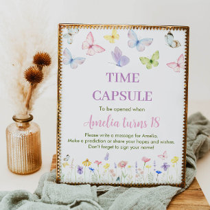 Butterfly Birthday Time Capsule Sign Wildblomma Poster