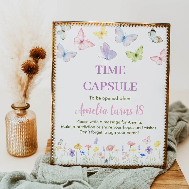 Butterfly Birthday Time Capsule Sign Wildblomma Poster (Skapare uppladdad)