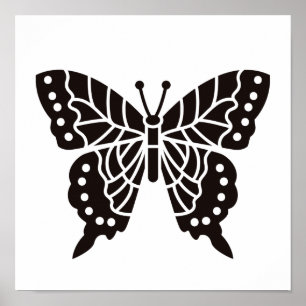 Butterfly Black and White Poster