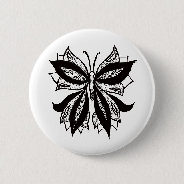 Butterfly Black and White Tribal Tattoo Knapp (Framsida)