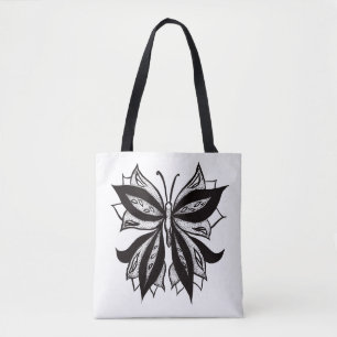 Butterfly Black and White Tribal Tattoo Tygkasse