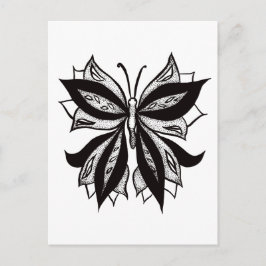 Butterfly Black and White Tribal Tattoo Vykort