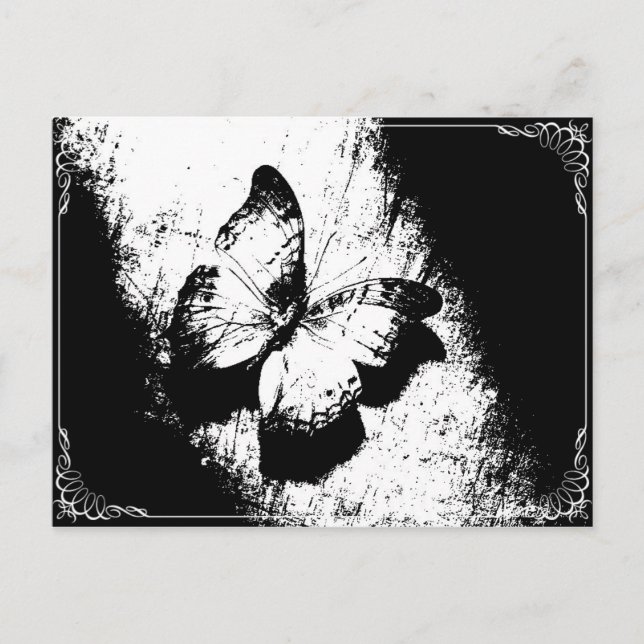 Butterfly Black and White Vykort (Framsida)