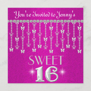 Butterfly BLING SWEET 16-SHOCK ROSA inbjudan