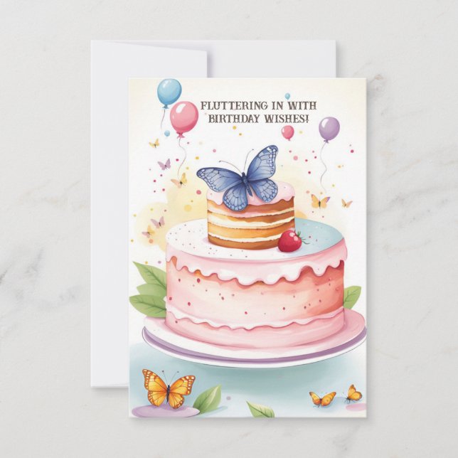 Butterfly Bliss Birthday Card Inbjudningar (Framsida)