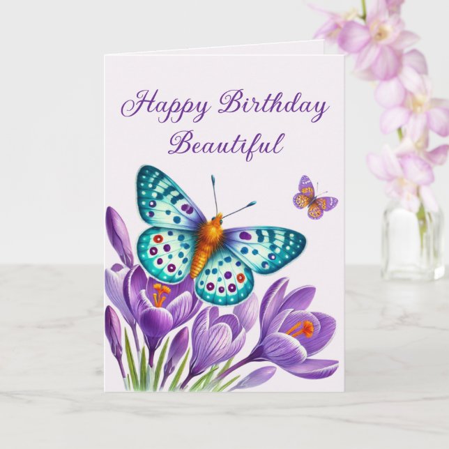 Butterfly Bliss bland blommor Kort (Orkide)