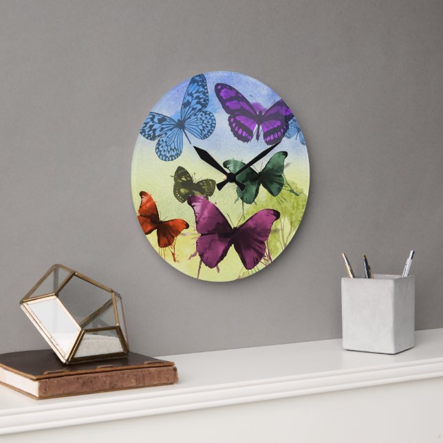 Butterfly Bliss Round Clock Stor Klocka (Kontor)