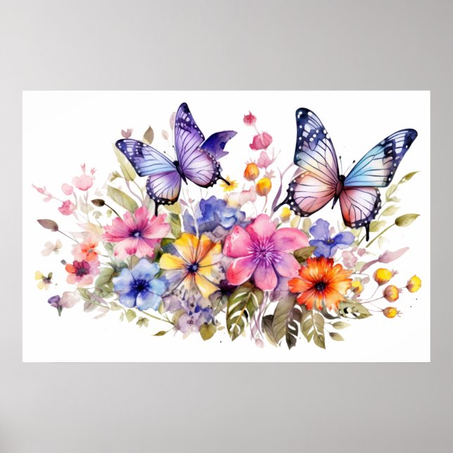 Butterfly-blomman mönster poster (Framsidan)
