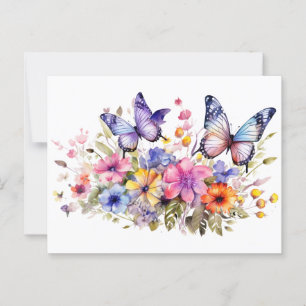 Butterfly-blomman mönster vykort