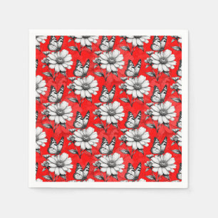 Butterfly-blomman, röd Mönster-design Pappersservett