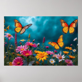 Butterfly Blommar Haven - Vibrant Blommigt Harmony Poster