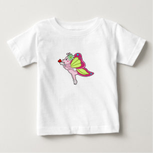 Butterfly Blommar Heart T Shirt