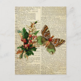 Butterfly blommigt art på vintage ordlista vykort