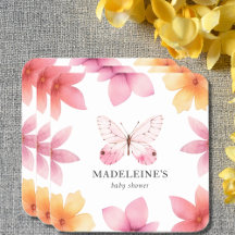 Butterfly Blommigt Baby Shower Personlig