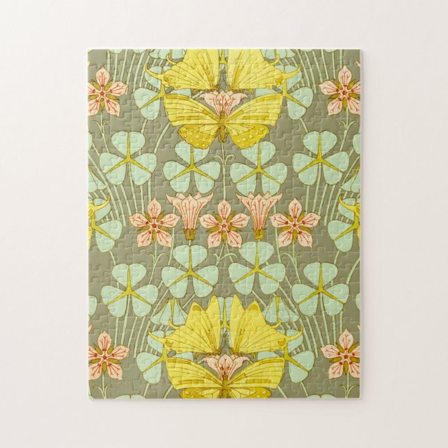 Butterfly Blommigt Botanical Art nouveau Pussel (Vertikal)