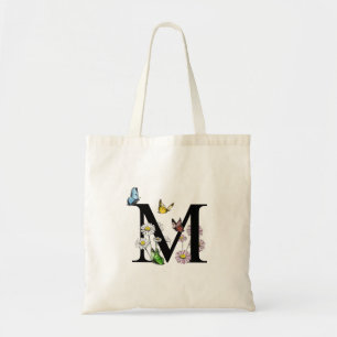 Butterfly Blommigt Brev M Monogram Tygkasse