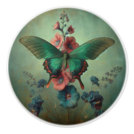 Butterfly Blommigt Ceramic Drycker Knopp